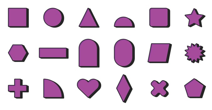 3d basic element shape, flat style. basic geometric element shapes, vector illustration set