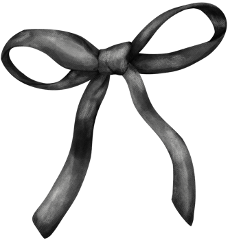 Black Coquette ribbon bow watercolor png