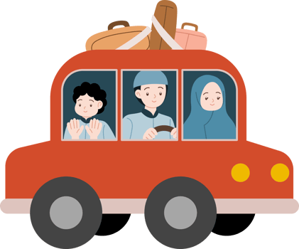 muslim family mudik travelling to celebrate eid mubarak cartoon png