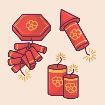 Chinese Lunar New Year celebration traditional holiday icon vector art materials. colorful and neat design