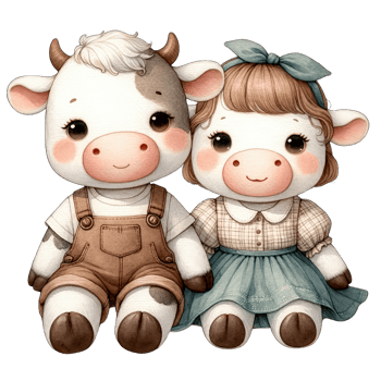 AI generated Watercolor Cute Lovely Couple Cow Clipart AI Generative png