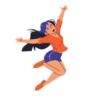 Jumping Girl Concept, Flat Style vector