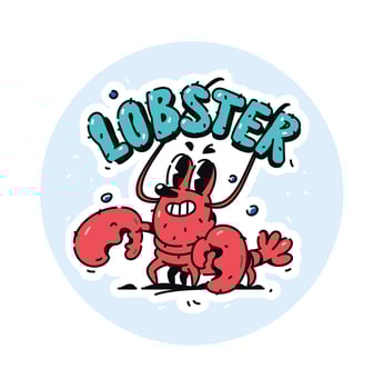 Illustration of a cute red lobster. Vector. Crustacean cartoon children's character. Hero mascot for comics or company. Picture for T-shirt design. Red shrimp with claws. vector