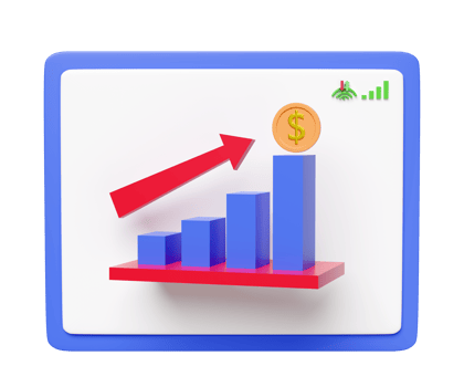 3d charts graph with tablet, dollar coin, analysis business financial data, arrow isolated. business strategy concept, 3d render illustration png