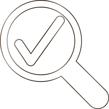Magnifying glass icon with check mark design decoration. png
