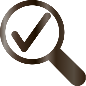 Magnifying glass icon with check mark design decoration. png