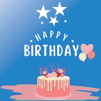 Happy Birthday typography vector design for greeting cards and poster with balloon, confetti and gift box, design template for birthday celebration.