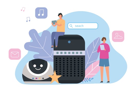 Interactive smart speaker ai and voice assistant vector