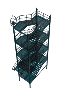 Industrial exterior staircase close-up scene isolated on background. 3d rendering - illustration png