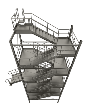 Industrial exterior staircase close-up scene isolated on background. 3d rendering - illustration png