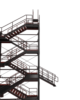 Industrial exterior staircase close-up scene isolated on background. 3d rendering - illustration png