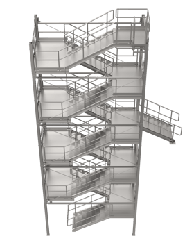 Industrial exterior staircase close-up scene isolated on background. 3d rendering - illustration png