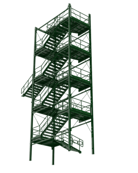 Industrial exterior staircase close-up scene isolated on background. 3d rendering - illustration png