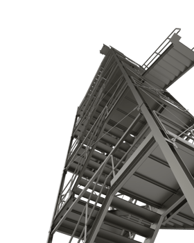 Industrial exterior staircase close-up scene isolated on background. 3d rendering - illustration png
