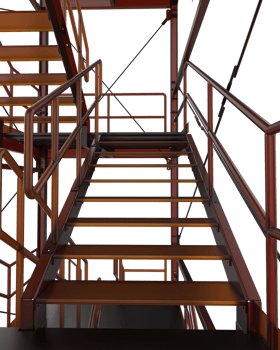 Industrial exterior staircase close-up scene isolated on background. 3d rendering - illustration png