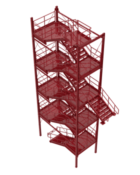 Industrial exterior staircase close-up scene isolated on background. 3d rendering - illustration png
