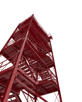 Industrial exterior staircase close-up scene isolated on background. 3d rendering - illustration png