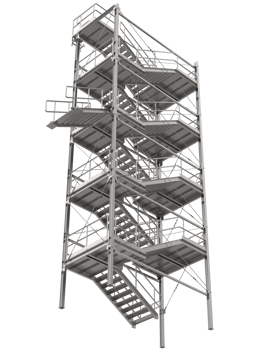 Industrial exterior staircase close-up scene isolated on background. 3d rendering - illustration png