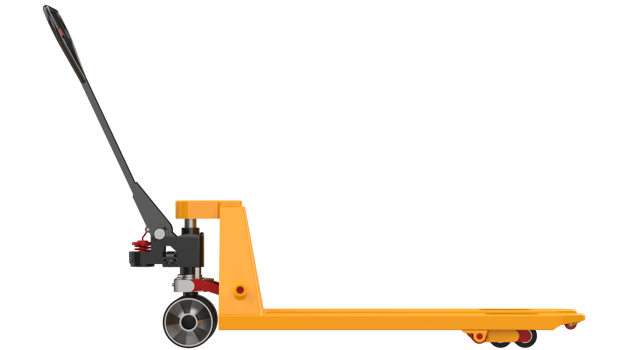 Yellow pallet jack isolated on background. 3d rendering - illustration png