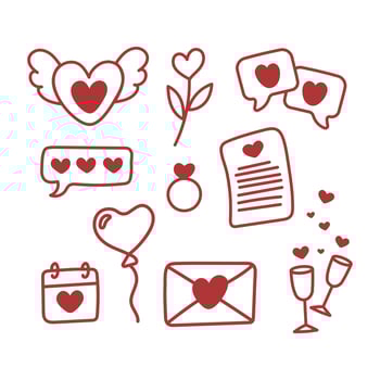 Set of Valentine's day hand drawn decorative elements. vector