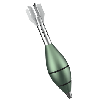 Mortar rocket explosive isolated on background. 3d rendering - illustration png