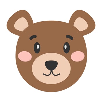 Cartoon bear. Bear's head. Cute bear face illustration. Vector illustration.