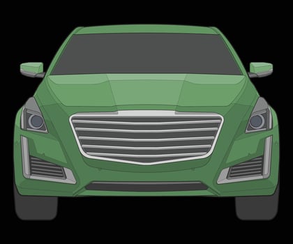 front view Vector Illustration of Isolated highlight  color car on black background, Vehicle in a Flat Cartoon Style.