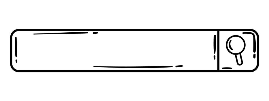 Doodle Style Search Bar Design Featuring a Black and White Research Rectangle Frame with rounded corners and Magnifying Glass. vector