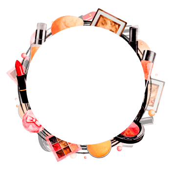 Beige frame of Cosmetics elements. Watercolor. Isolated. Makeup for banner or text. png