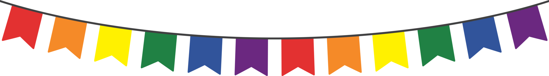 Rainbow colored party bunting. LGBTQI concept. Flat design illustration. png