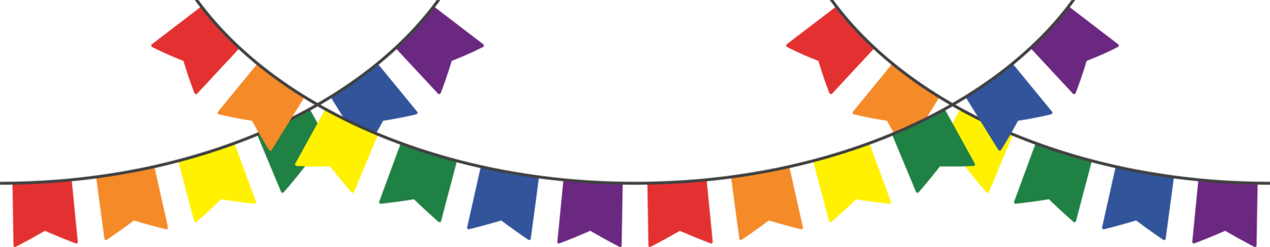 Rainbow colored party bunting. LGBTQI concept. Flat design illustration. png