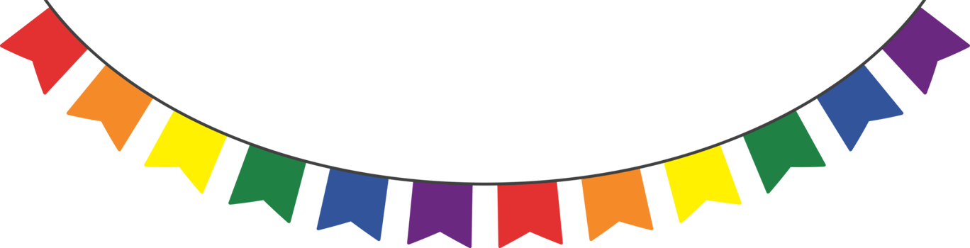 Rainbow colored party bunting. LGBTQI concept. Flat design illustration. png
