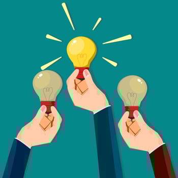 business man hand grabs the light bulb vector