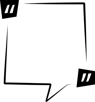 Black and white speech bubble balloon with quotation marks, icon sticker memo keyword planner text box banner, flat png transparent element design