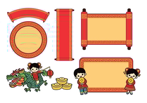 chinese new year elements set vector