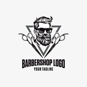 vector logo vintage man barbershop