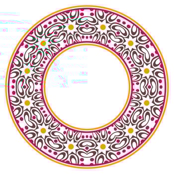 Decorative round ornament. Ceramic tile border. Pattern for plates or dishes. Islamic, indian, arabic motifs. Porcelain pattern design. Abstract floral ornament border vector