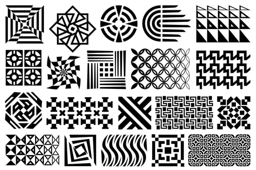 Abstract geometric design elements and patterns. Black and white Memphis stile design shapes, ornaments. vector