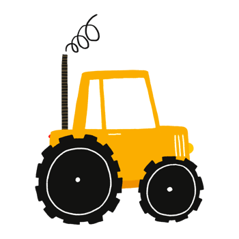 Hand drawn tractor on isolated background, flat isolated illustration of orange tractor. Illustration of farm transport. Design for children. Hand drawn cute childish illustration of car png