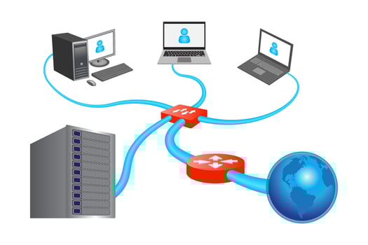 LAN Network 3d Diagram Illustration. Internet concept. vector