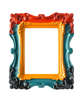 AI generated One colorful picture frame for modern interior isolated on a transparent background png
