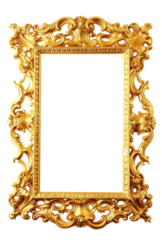 AI generated Vertical golden frame on a transparent background png