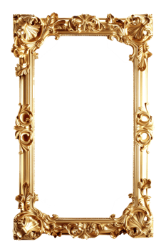 Vertical golden frame on a transparent background png