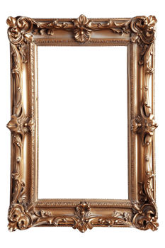 Vertical bronz frame on a transparent background png
