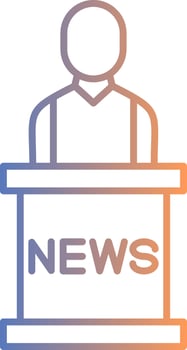 News Anchor Line Gradient Icon vector