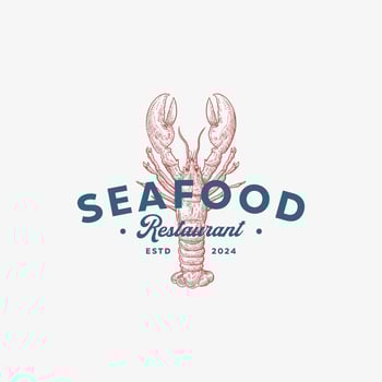 Vintage lobster hand drawn logo design vector