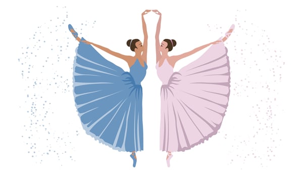 Women ballerinas dancing, classical ballet on an abstract background. Copy space banner, ballet studio poster, vector. vector