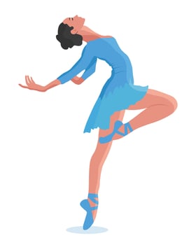 Elegant ballerina, woman dancer in a flying pose. Illustration, vector
