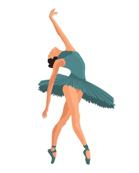 Elegant ballerina, woman dancer in a flying pose. Illustration, vector