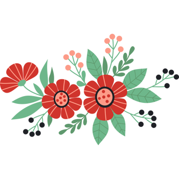 Branch with flowers and leaves png